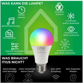 ITIUS E27, 900lm, RGB + CCT Matter über Thread
