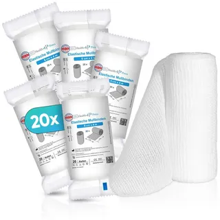 Health Press Mullbinde elastisch – Verbandsmaterial (6cm x 4 m 20 Elastische Mullbinden zur Fixierung St Binden