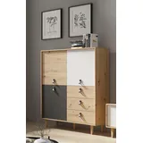 INOSIGN Highboard »Bill, mit drei Schubkästen und drei Türen,«, 120cm Breit mit verstellbaren Einlegeböden, massive Holzbeine, braun