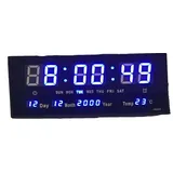 Losmann Wanduhr XL grosse LED digital Wanduhr mit Datum Temperatur Alarm Clock Blau 36 blau