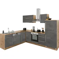 kochstation Winkelküche L-Form KS-Samos 280 cm grau