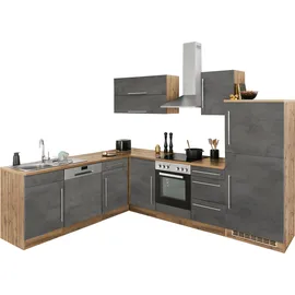 kochstation Winkelküche L-Form KS-Samos 280 cm grau