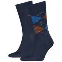 Tommy Hilfiger Socken TH MEN SOCK CHECK 2P (2-Paar, 2 Paar) mit klassischem Argyle-Design braun 43-46