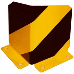 Schake Anfahrschutzwinkel, standard Stahlblech 5mm, gelb, beschichtet, + schwarzen Streifen (Folie beigelegt), Schenkellänge 160mm, Höhe 400mm