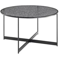 SalesFever Couchtisch rund Schwarz Glas 80 x 45 cm