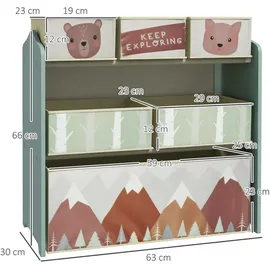 zonekiz Kinderregal mit 6 Boxen 63 x 30 x 66 cm MDF Kunststoff lackiert grün