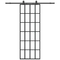 vidaXL - Schiebetür Mit Beschlag Schwarz 76x205 Cm Esg-glas
