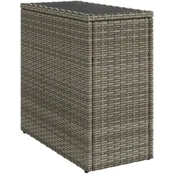 vidaXL Garten-Beistelltisch mit Glasplatte Grau 58x27,5x55 cm Rattan