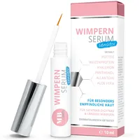 Wimpernserum Sensitiv ohne Hormone & vegan 10 ml – Lash Serum: klinisch getestetes hormonfreies Wimpernwachstumsserum mit Peptiden, Hyaluron, Aloe Vera, Panthenol & Weizenprotein - MB Cosmetics