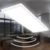 Briloner - LED Deckenlampe mit Bewegungsmelder 3m Reichweite IP44, neutralweiße Lichtfarbe, flach, 120 Grad Erfassung, Deckenleuchte, LED Badlampe, Badezimmerlampe, 58x20x3 cm, Weiß