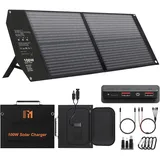 Mesuvida 100W Solar Ladegerät Faltbar mit 5 Anschlüssen, 24V MC4 höhere Leistung/24V DC/QC 3.0 USB-A und USB-C (PD65W) Solar Ladegerät