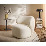 DELIFE Cocktailsessel Pulo, Bouclé Weiß 80x80 cm Loungesessel weiß