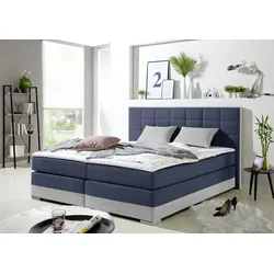 Boxspringbett INOSIGN, blau, B:193cm L:210cm, Komplettbetten, Boxspringbett, inklusive Topper und Wendekissen