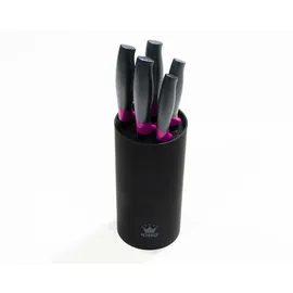 King Click-Grip Servierpfanne 28 cm inkl. 6-teiligem Messerblock beere-schwarz