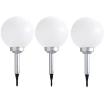 ETC Shop 3er Set LED Solarleuchte Kugel weiß, H 42,5 cm,