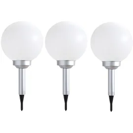 ETC Shop 3er Set LED Solarleuchte Kugel weiß, H 42,5 cm,