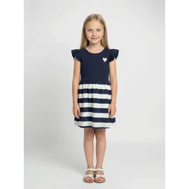 blue seven "Blue Seven Mädchen Kleid gestreift", Mädchen, Gr. 116, 5950, nachtblau, 95% Baumwolle, 5% Elasthan, normal, Rundhals, Kleider Jerseykleid