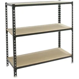 simonclick Metallregal 90 x 90 x 50 cm Anthrazit/Holz