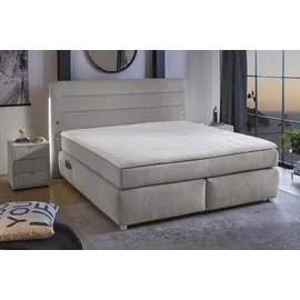 Jockenhöfer Gruppe Boxspringbett »Livia«, inklusive LED-Beleuchtung, 4x USB-Ladeports, 7-Zonen-TTFK-Matratze grau