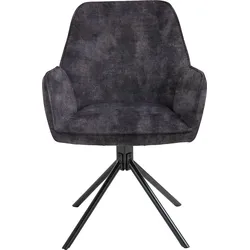 Esszimmerstuhl BYLIVING "Blair", grau (anthrazit, schwarz), B:60cm H:88cm T:64cm, Stühle, 2er-Set, 360 Grad drehbar, gemütlicher Sessel, verschiedenen Stoffe