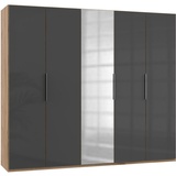 WIMEX Level 250 x 216 x 58 cm Plankeneiche Nachbildung/Grauglas mit Glas- und Spiegeltüren