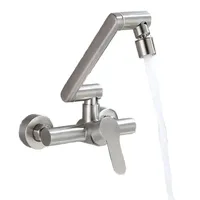 HomeLava Faltbar Wasserhahn Küche Wandarmatur mit 2 Wasserstrahlarten, Spültischarmatur 360° Schwenkbar, Einfache Montage Küchenarmatur Wandmontage aus 304 Edelstahl, Matt