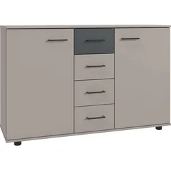 Kombikommode WIMEX "Taiga", sandgrau, graphit, B:130cm H:83cm T:41cm, Spanplatte, Sideboards, obere Schublade in Absatzfarbe oder uni weiß