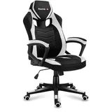 huzaro Force 2.5 White Mesh | Gaming Stuhl Bürostuhl Computerstuhl PC Chair Ergonomischer | Zocker Gamer | Höhenverstellbar drehbar mit Wippfunktion | bis 130 kg belastbar | Stoff | Schwarz Weiß