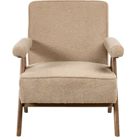 Beliani Sessel EVJE Bouclé 70 x 81 x 72 cm Sandbeige mit Kissen