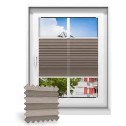 Plissee ohne Bohren nach Maß, Kaffee 151060, 30 x 80 cm, Plissee individuell maßangefertigt
