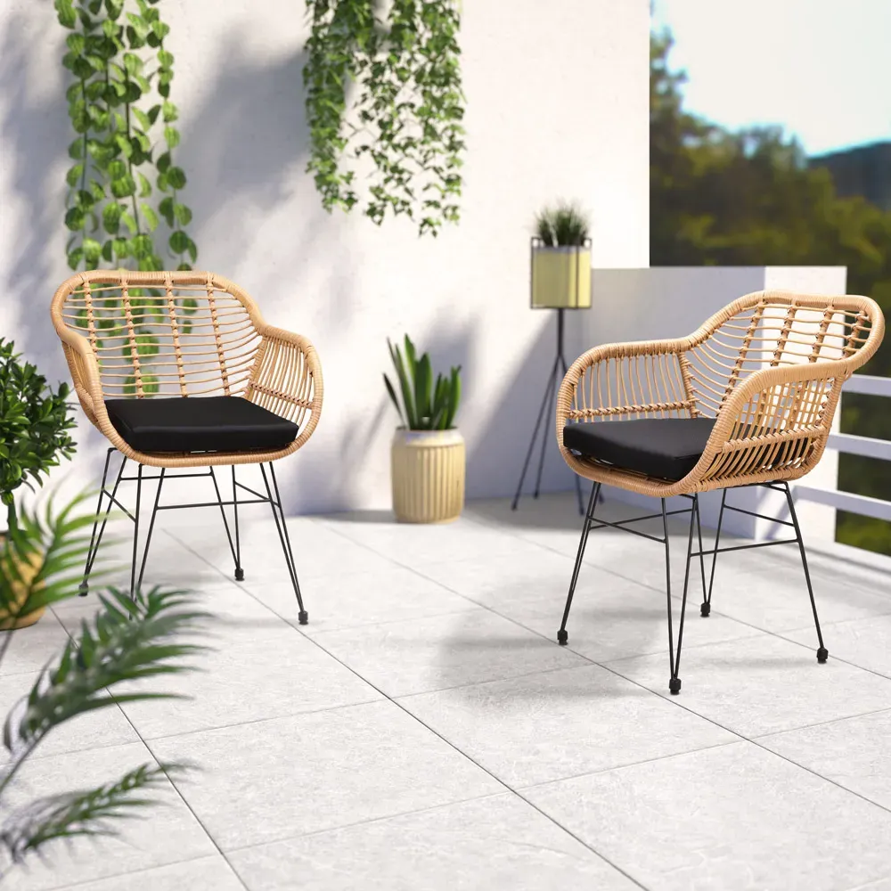 Rattan Chair Bali 2 Pcs Set Natural