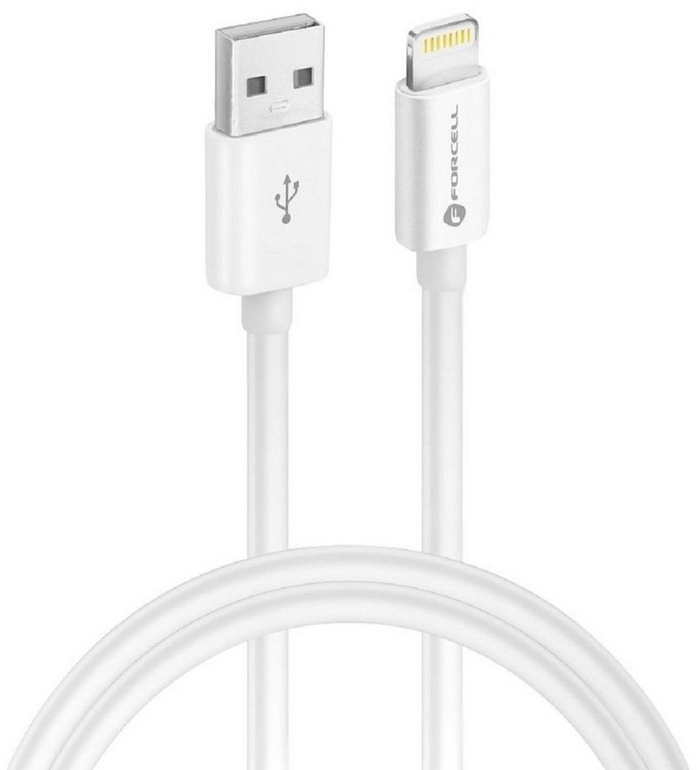 Forcell Kabel USB A zu iPhone-Anschluss 8-polig MFi 2,4A/5V 12W 1m Weiß Smartphone-Kabel weiß
