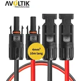 10 Meter MC4 Solarkabel Paar 4mm2 Durchmesser Verbindungskabel PV Kabel Verlängerungskabel Solarmodul - Schwarz/Rot