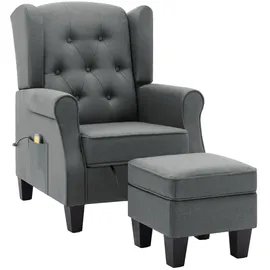 vidaXL Massagesessel mit Hocker Baumwolle 320 x 75 x 105 cm Hellgrau