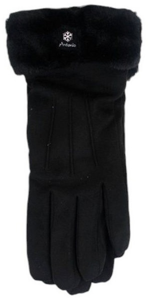 Antonio Lederhandschuhe Winter Damen Handschuhe, Kunstpelz und Streifen (1 Paar, Einzelne Handschuhe) mit Smartphone Touch-Funktion schwarz