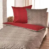 Traumschlaf Mako-Satin Wendebettwäsche Texture 240x220 cm + 2x 80x80 cm | rot - rot
