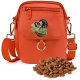 COOWONE wasserdichte Hundeleckerli-Tasche, Hundespaziergang Tasche, Leckerli-Tasche für Hunde, Hundetasche mit Poop Bag Dispenser, Crossbody Bag für Hundetraining (Orange)