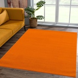 SANAT Kurzflor Teppich Wohnzimmer - Uni Modern Teppiche fürs Schlafzimmer, Arbeitszimmer, Büro, Flur, Kinderzimmer und Küche - Orange, 80 x 200 cm
