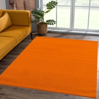 SANAT Kurzflor Teppich Wohnzimmer - Uni Modern Teppiche fürs Schlafzimmer, Arbeitszimmer, Büro, Flur, Kinderzimmer und Küche - Orange, 80 x 200 cm