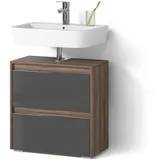 livinity® Waschbeckenunterschrank, Anthrazit, Braun, 2 Fächer, 2 Schubladen, 60.2x62.1x30 cm, Badezimmer, Badezimmerschränke, Waschbeckenunterschränke