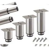 Möbelfüße verstellbar 4er Set 120-190mm Metall Edelstahl Optik 38mm Möbelbeine Metallfüße