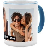 PhotoFancy® - Fototasse 'Collage' - Personalisierte Tasse mit eigenem Foto - Hellblau - Layout Collage 2 Bilder