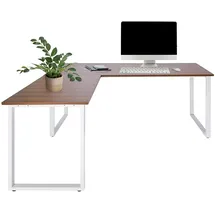 HJH Office Eckschreibtisch Workspace XL Walnuss / Weiß