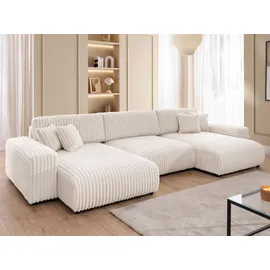 s-style möbel Wohnlandschaft Plüschcord 2-Sitzer Beige