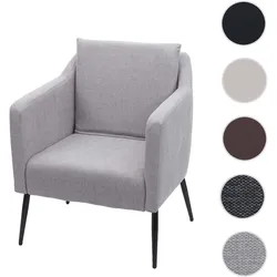 Lounge-Sessel HWC-H93a, Sessel Cocktailsessel Relaxsessel ~ Stoff/Textil hellgrau