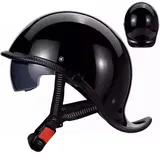 Retro Motorrad Halbhelme, Schwalbenschwanz-Design Motorrad-Helm, DOT/ECE-Zulassung Halbschalenhelm, Roller Helm mit Visier Einstellbar Schnellverschluss-Gurt, für Cruiser Chopper