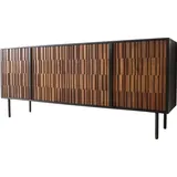 DeLife Sideboard Kallam 175 cm Sheesham Walnuß Mango Schwarz Metall Schwarz 4 Türen, Sideboards