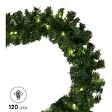 Gartenpirat Künstliche Tannengirlande Türgirlande beleuchtet 8,1 m 120 LED warmweiß Weihnachtsdeko