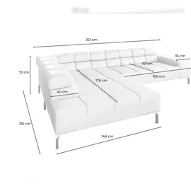 KAWOLA Sofa NELSON Ecksofa Leder dunkelbraun mit Hocker Recamiere links - Dunkelbraun