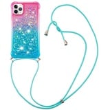 Handykette Hülle für Samsung Galaxy A35 5G Glitzer Treibsand Necklace Hülle mit Kordel zum Umhängen Silikon Clear Handy Schutzhülle Bumper dünn Hülle mit Band Case zum umhängen Pink Blau